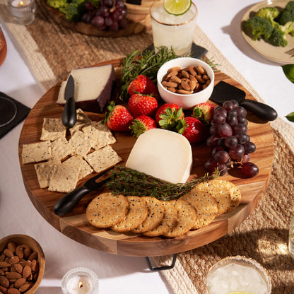 Acacia Wooden Footed Cheese and Knife Set
