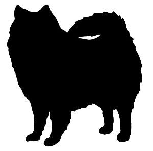 American Eskimo Dog garden stake by Rustica Ornamentals, black silhouette lawn ornament on Tampa Home & Garden Store