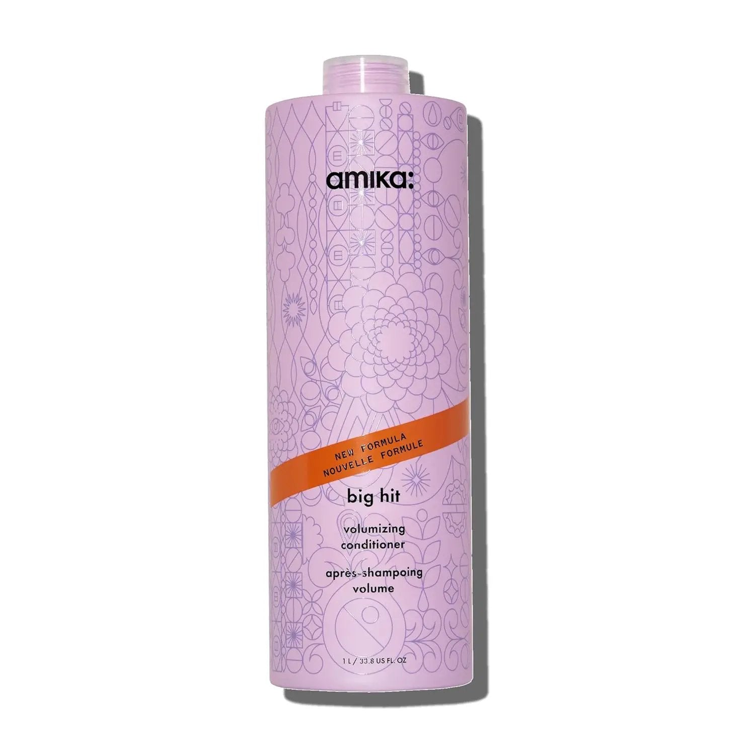 Amika Big Hit Volumizing Conditioner bottle in lavender purple with orange band on Tampa Home & Garden Store