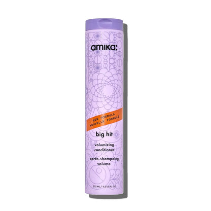 Amika Big Hit Volumizing Conditioner bottle in lavender with cap and orange label on Tampa Home & Garden Store