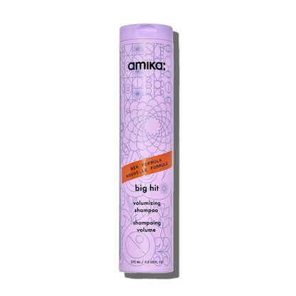 Amika Big Hit Volumizing Shampoo bottle lavender purple with geometric pattern on Tampa Home & Garden Store