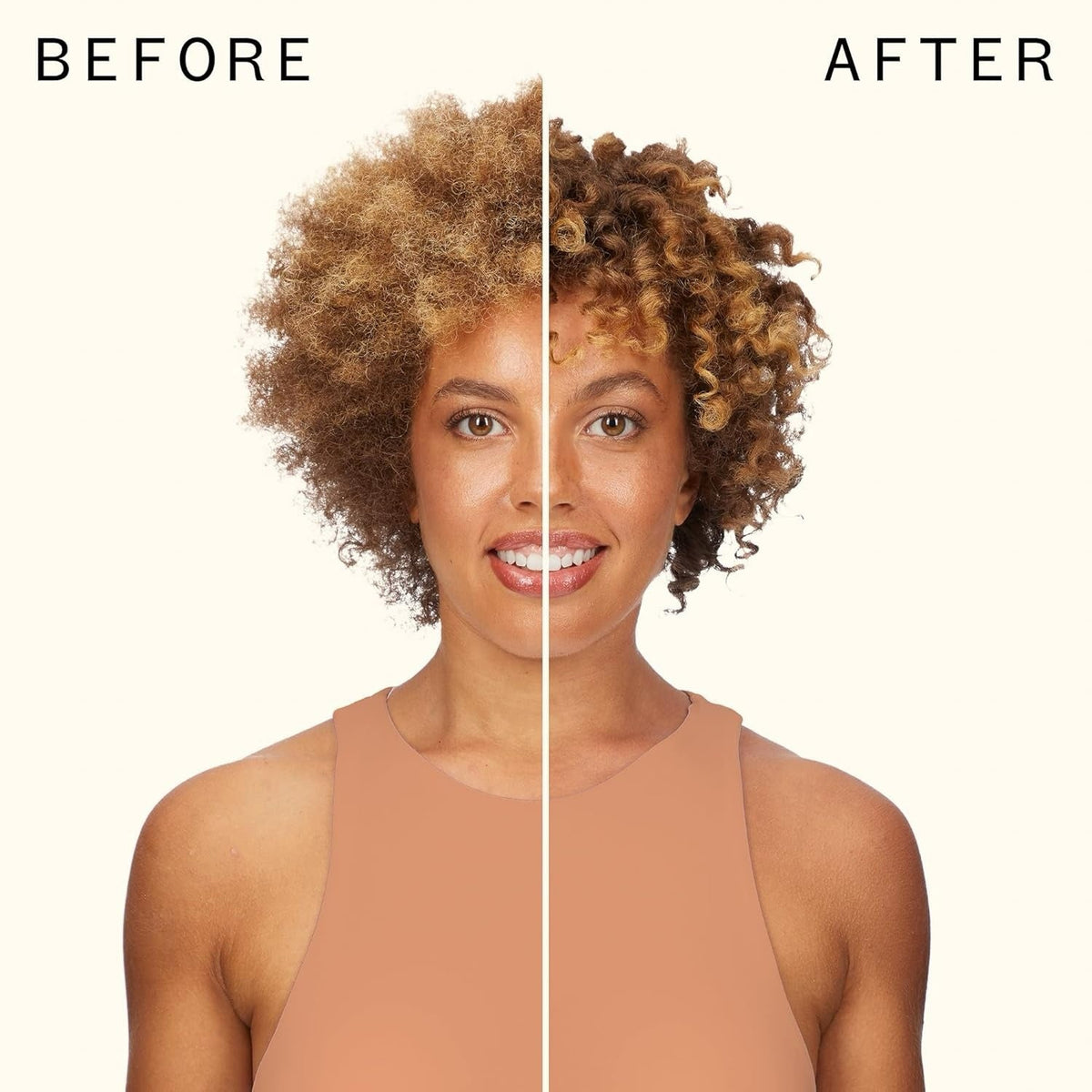 Amika Curl Corps Defining Cream 200 mL Nava Beauty two-tone curly hair before and after on Tampa Home & Garden Store