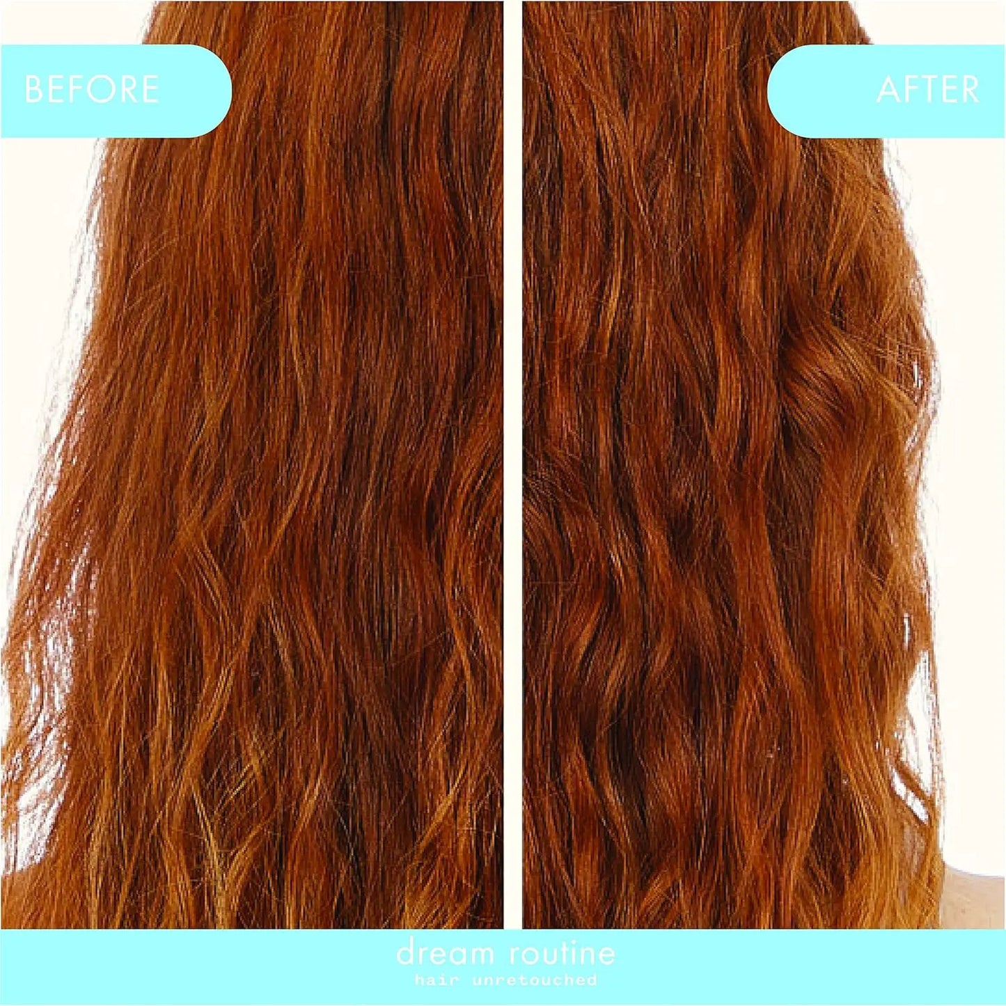 Amika Dream Routine Overnight Hydrating Hair Mask 100 mL copper red hair before after on Tampa Home & Garden Store