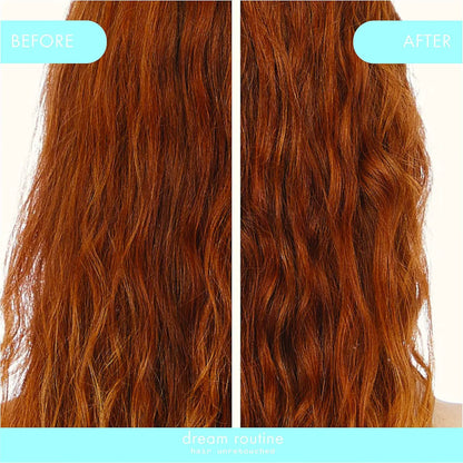 Amika Dream Routine Overnight Hydrating Hair Mask 100 mL copper red hair before after on Tampa Home & Garden Store