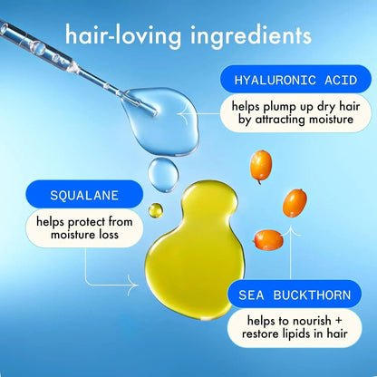 Hair conditioner Amika Hydro Rush with hyaluronic acid droplets blue on Tampa Home & Garden Store