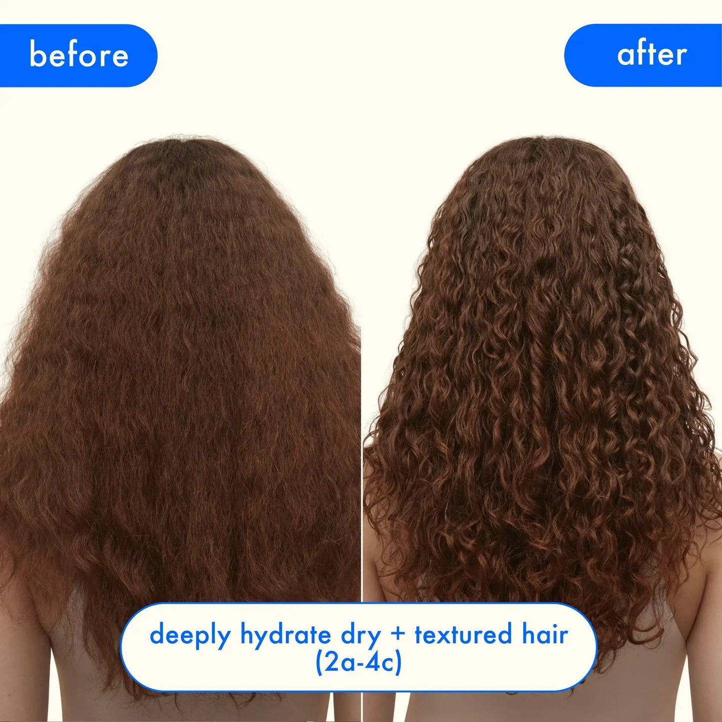 Amika Hydro Rush Intense Moisture Shampoo before after hair, two brown curly heads, Nava Beauty on Tampa Home & Garden Store