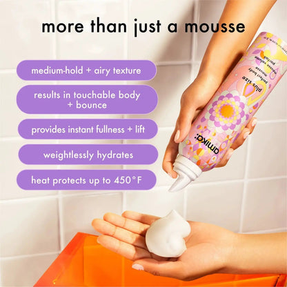 Amika Plus Size Perfect Body Mousse 8.5 oz bottle with pink floral packaging on Tampa Home & Garden Store