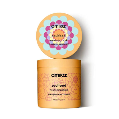 amika soulfood nourishing mask in orange jar with colorful lid, hair care product on Tampa Home & Garden Store