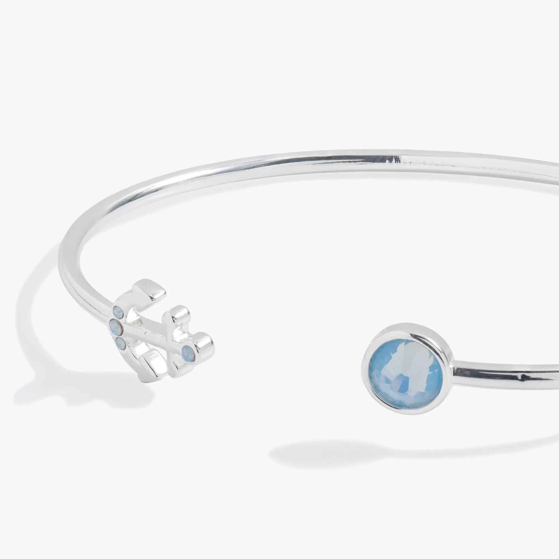 Anchor Flex Cuff bracelet by ALEX AND ANI with silver band and blue-accent anchor charm on Tampa Home & Garden Store