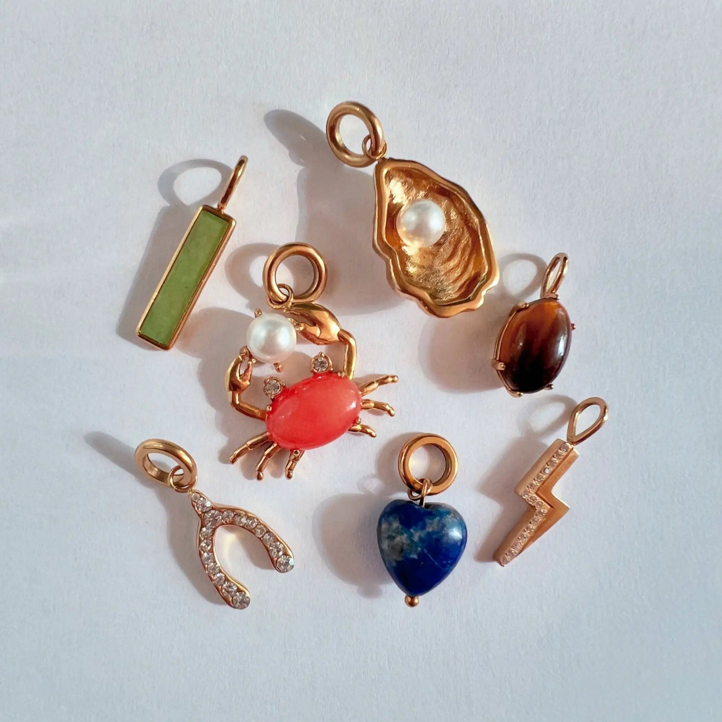 Oyster Interchangeable Charm set with gold oyster pendant and pearl on Tampa Home & Garden Store