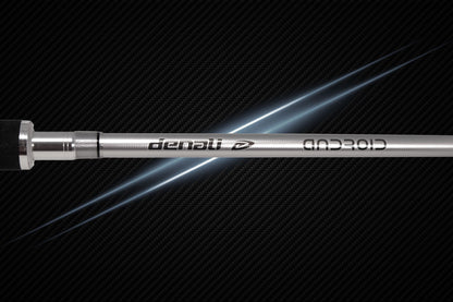 Denali Android Series fishing rod, silver rod with black grip and chrome ferrule, on Tampa Home & Garden Store