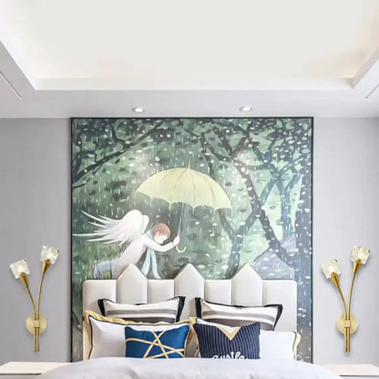 Angel with umbrella forest wall art framed Decorbites white angel under umbrella amid trees on Tampa Home & Garden Store