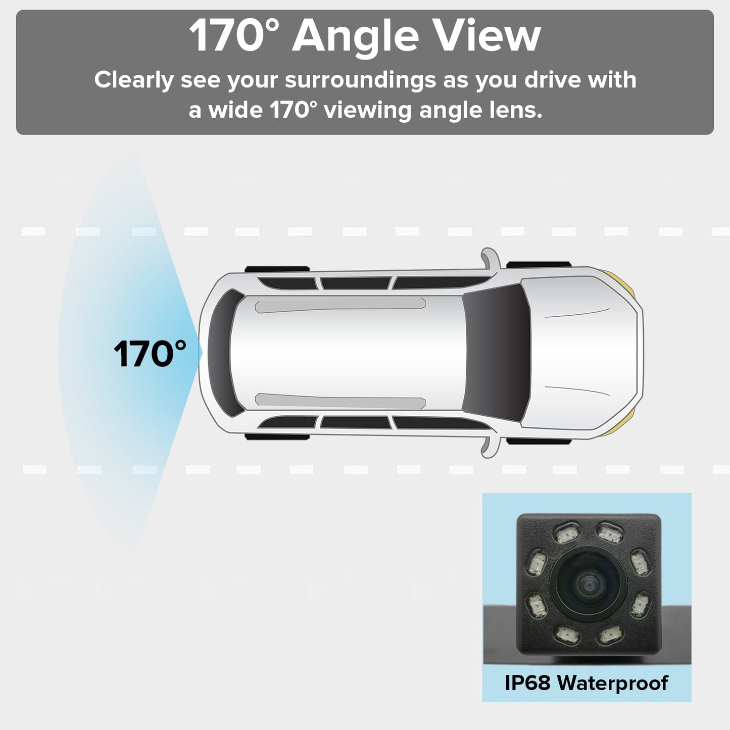 License plate frame camera by Master Tailgaters with 170° wide-angle lens, 8 IR LEDs, IP68 waterproof on Tampa Home & Garden Store
