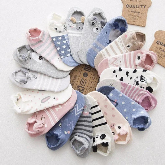 Animal cotton socks set by Stevvex with cat and dog embroidery, fuzzy lined slippers socks on Tampa Home & Garden Store