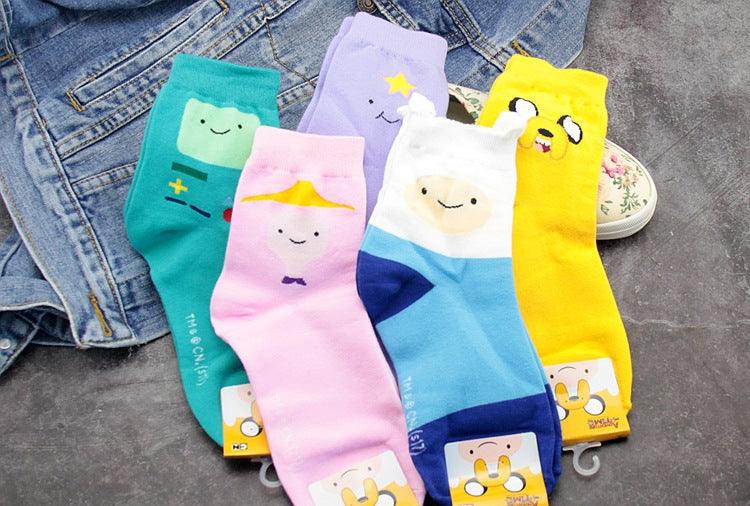 Stevvex Adventure Time crew socks 5-pair cotton with Ice King and Lumpy Space Princess designs on Tampa Home & Garden Store