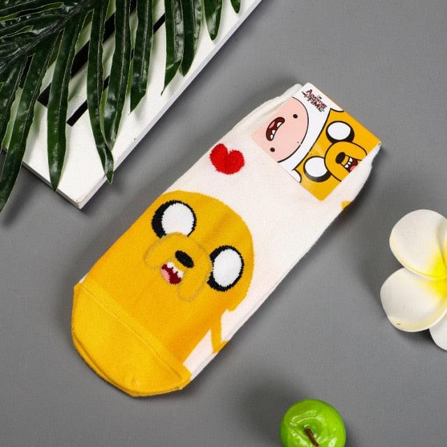 Stevvex Adventure Time crew sock yellow cotton with Jake the Dog art for men and women on Tampa Home & Garden Store