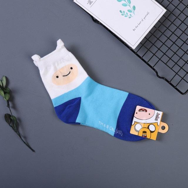 Adventure Time sock Stevvex featuring Ice King and Lumpy Space, blue yellow cotton unisex on Tampa Home & Garden Store