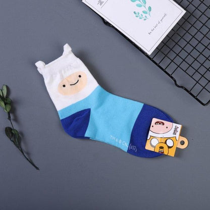 Adventure Time sock Stevvex featuring Ice King and Lumpy Space, blue yellow cotton unisex on Tampa Home & Garden Store