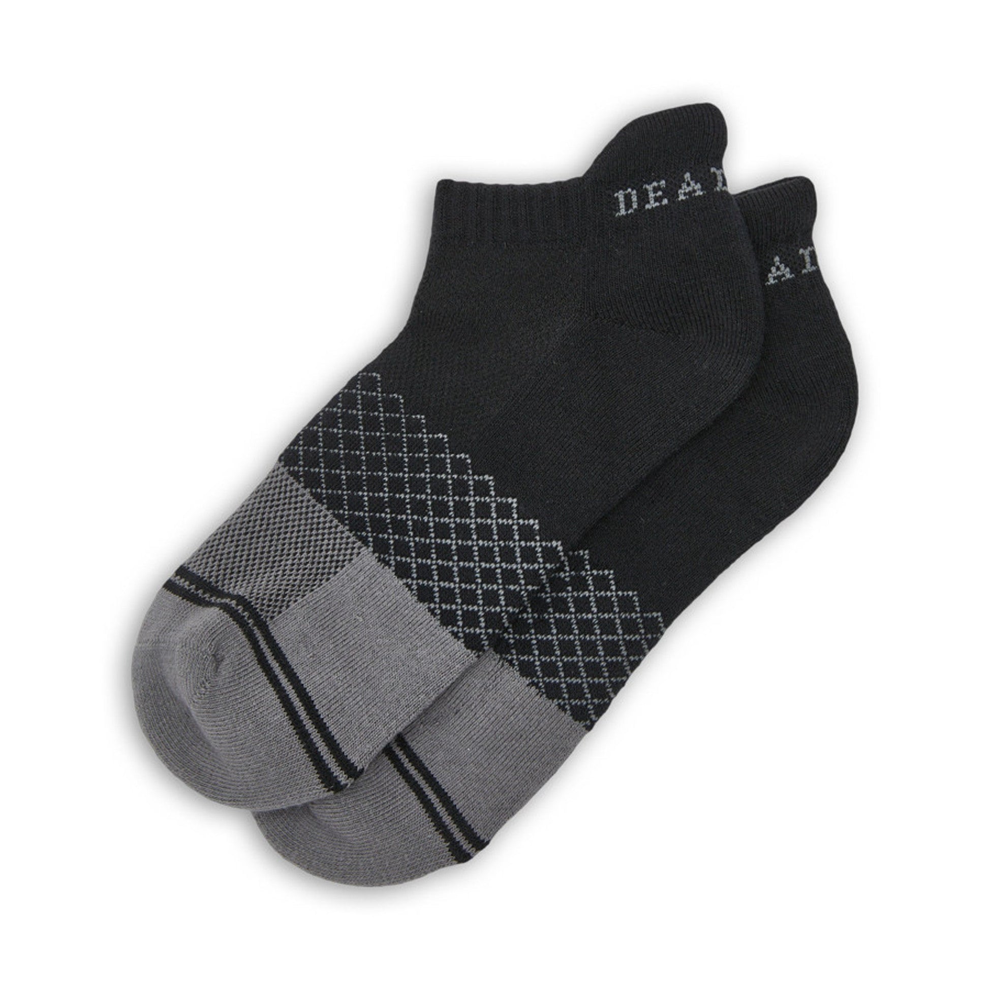 Ankle socks DeadSoxy black 3-pack with gray diamond pattern on Tampa Home & Garden Store