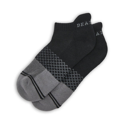 Ankle socks DeadSoxy black 3-pack with gray diamond pattern on Tampa Home & Garden Store