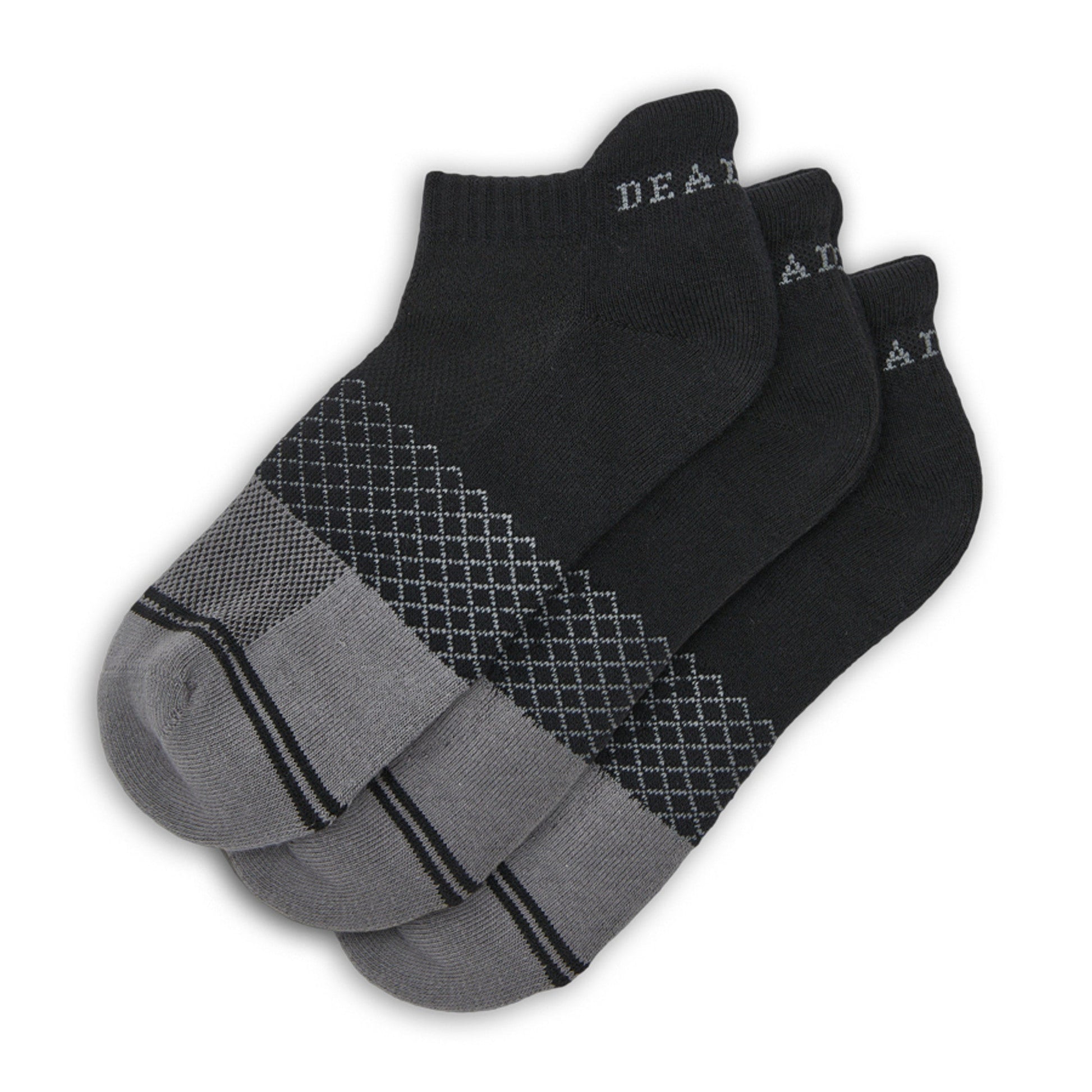 Ankle Socks DeadSoxy 3-Pack black with gray diamond knit pattern on Tampa Home and Garden Store