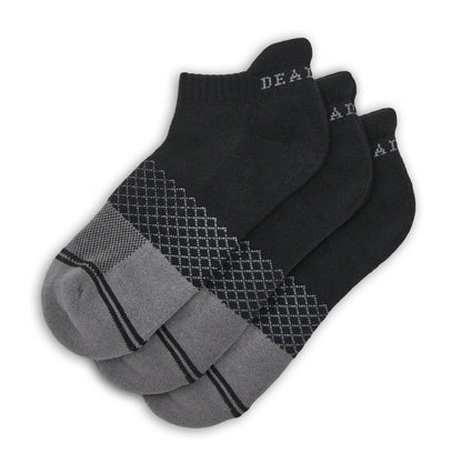 Ankle Socks DeadSoxy 3-Pack black with gray diamond knit pattern on Tampa Home and Garden Store