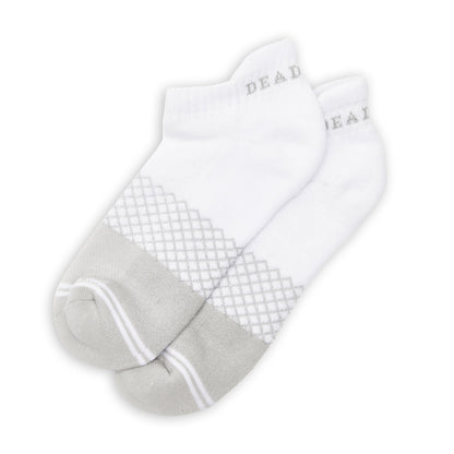 Ankle socks DeadSoxy white 3-pack with a grey diamond lattice pattern on Tampa Home & Garden Store