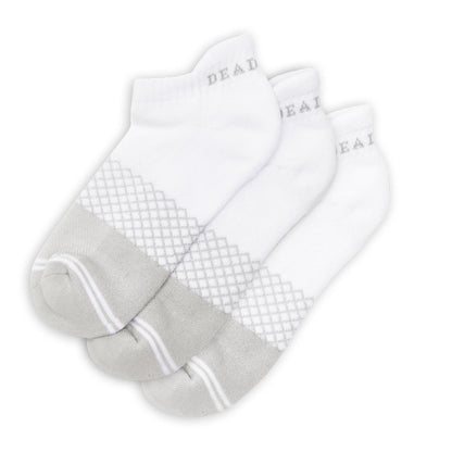 DeadSoxy ankle socks 3-pack white with gray diamond lattice pattern on Tampa Home & Garden Store