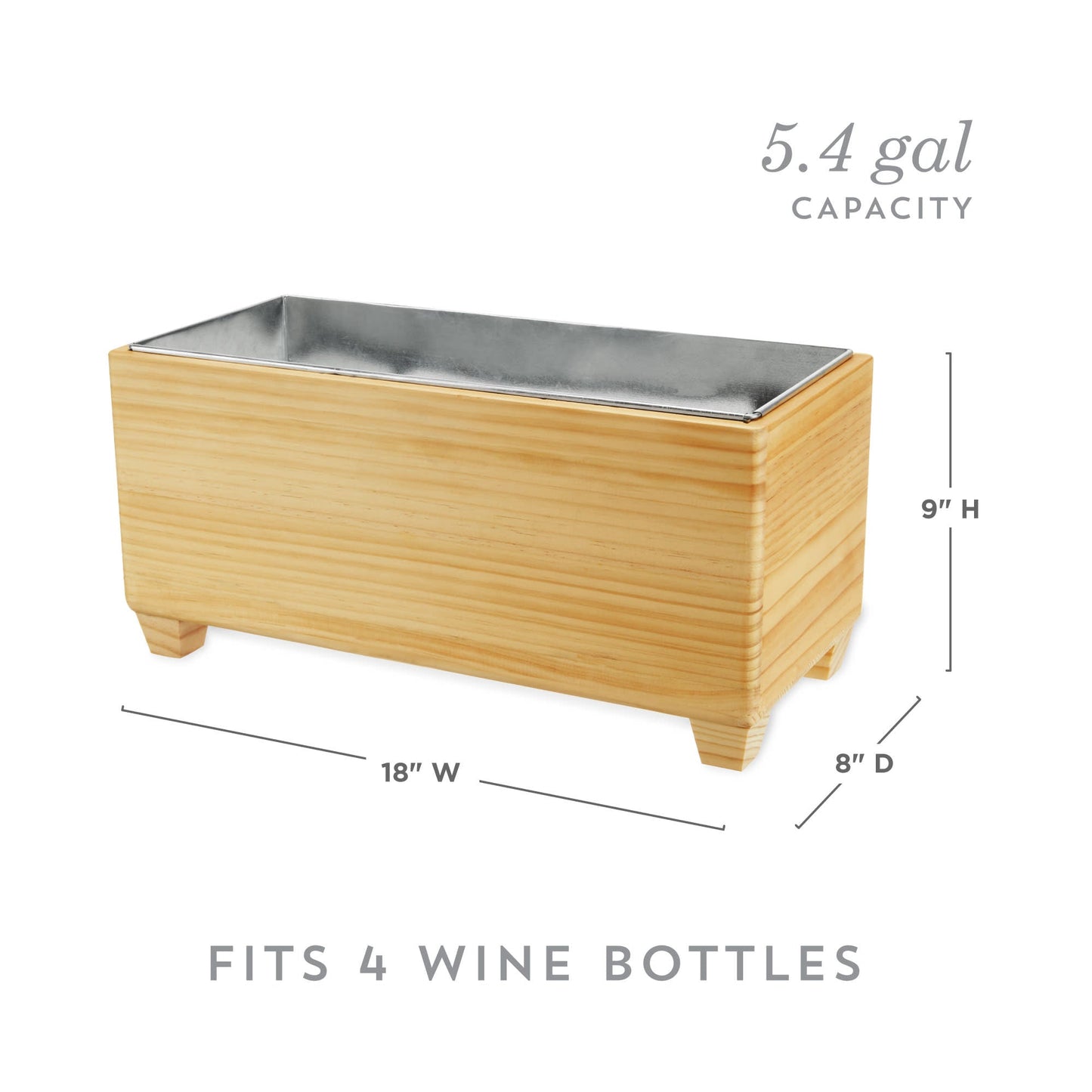 Natural Wood Tub and Galvanized Steel Liner