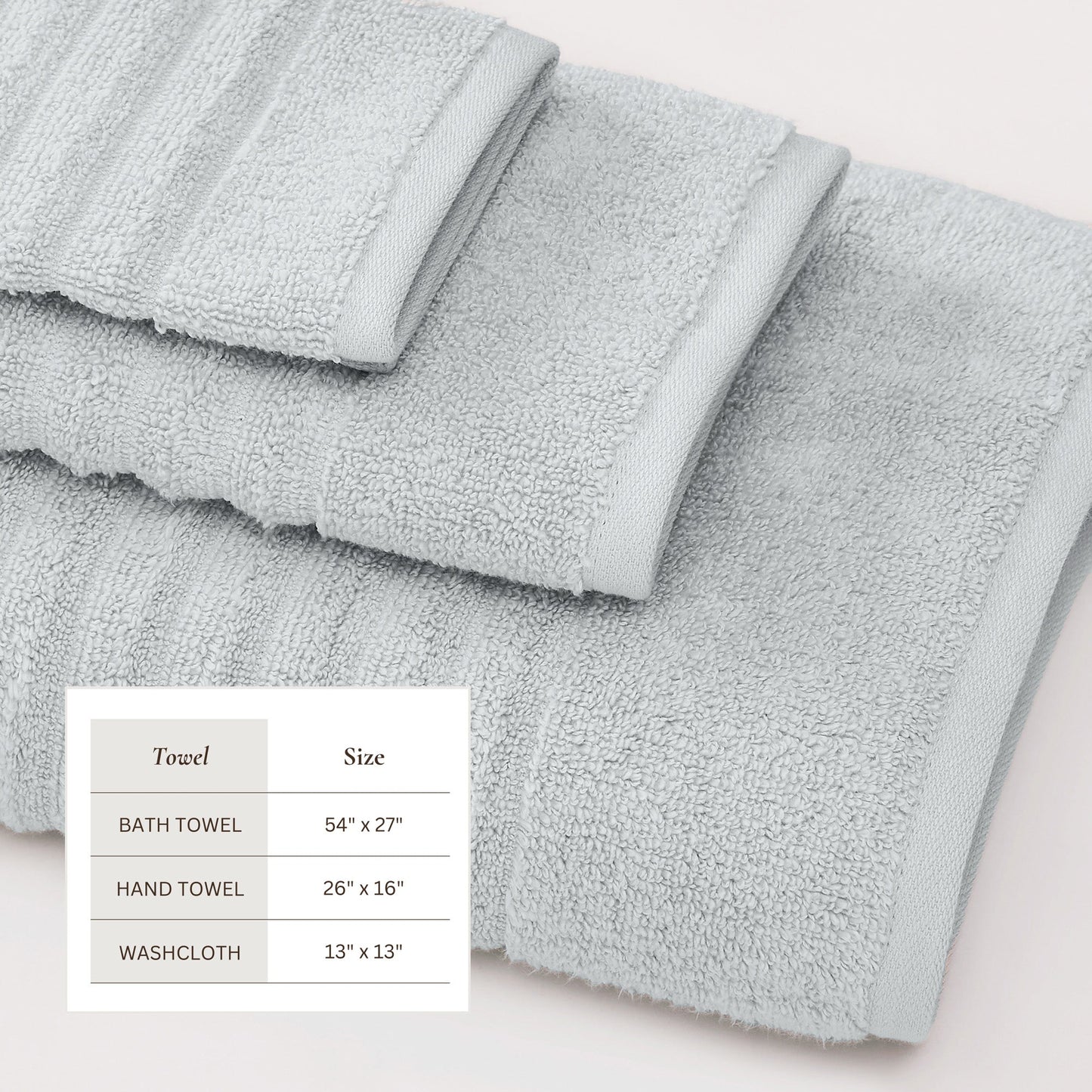 Luxury Combed Cotton and Ribbed Bath Towels