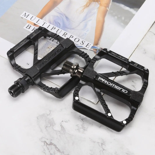 Stevvex anti-slip ultralight alloy flat bicycle pedals, 3 bearings, black pair on Tampa Home & Garden Store