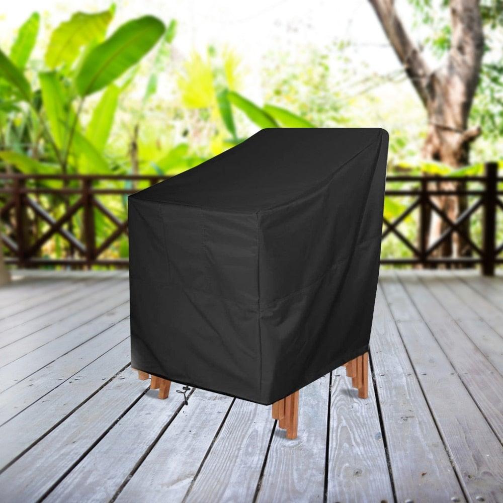 Outdoor chair cover by Stevvex, black waterproof UV-resistant for patio furniture on Tampa Home & Garden Store