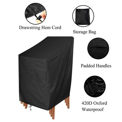 Stevvex outdoor chair cover, black 420D Oxford waterproof fabric with drawstring on Tampa Home & Garden Store