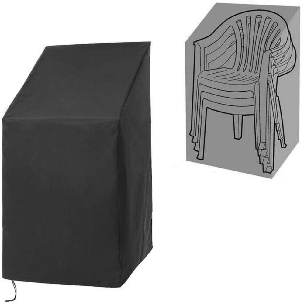 Stevvex chair dust cover, black waterproof outdoor furniture cover for stacked patio chairs on Tampa Home & Garden Store