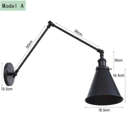 Black adjustable wall lamp Decorbites with 30cm arms on Tampa Home & Garden Store