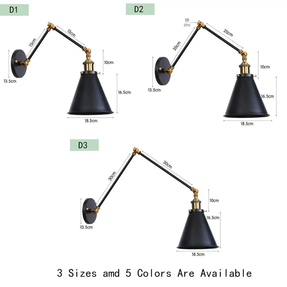 Black adjustable wall lamp by Decorbites with brass joints; D1, D2, D3 shown on Tampa Home & Garden Store