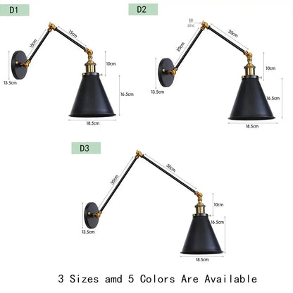 Black adjustable wall lamp by Decorbites with brass joints; D1, D2, D3 shown on Tampa Home & Garden Store
