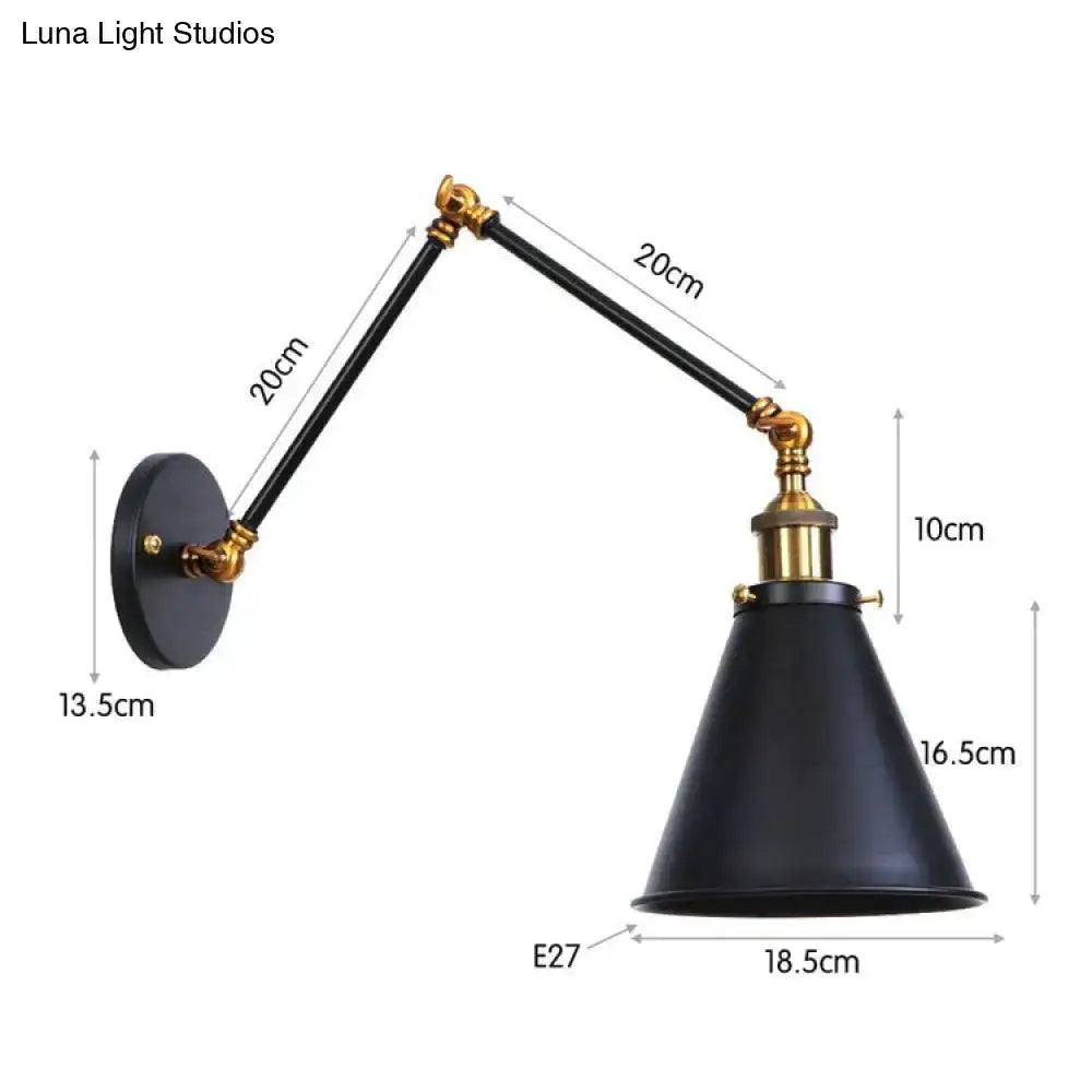 Black Adjustable Wall Lamp by Decorbites with brass fittings and metal shade on Tampa Home & Garden Store