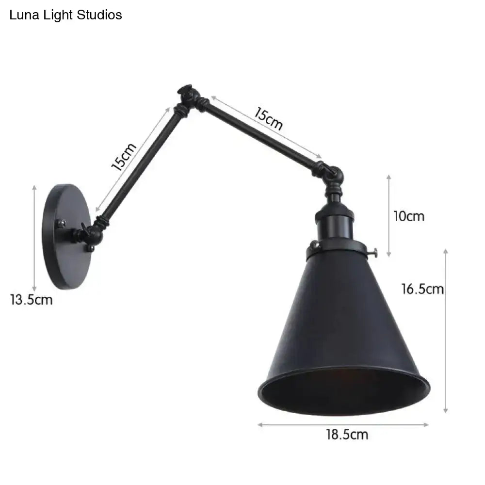 Black Adjustable Wall Lamp by Decorbites with dual articulated arms and conical shade on Tampa Home & Garden Store