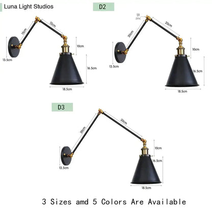 Black Adjustable Wall Lamp by Decorbites with brass fittings and metal arms for Home and Garden on Tampa Home & Garden Store