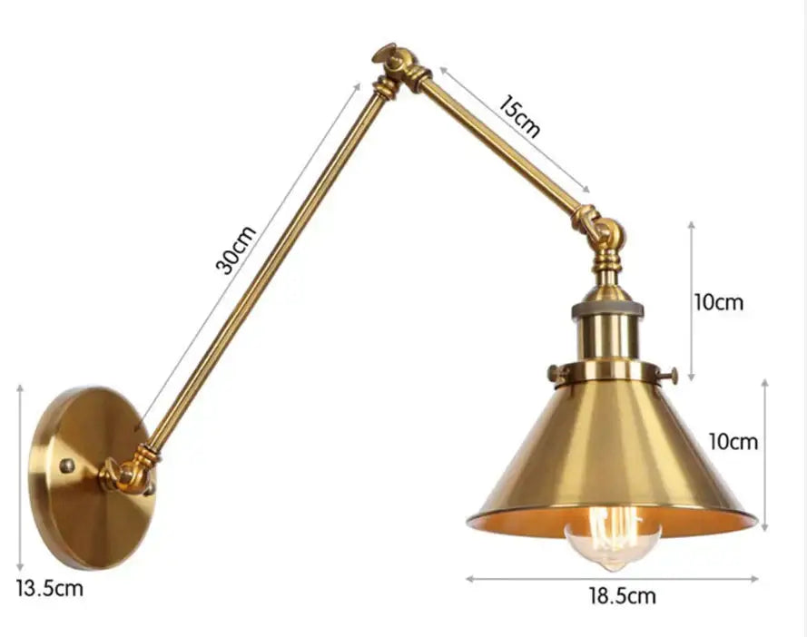 Wall lamp Decorbites brass adjustable lamp with articulated arms and cone shade on Tampa Home & Garden Store