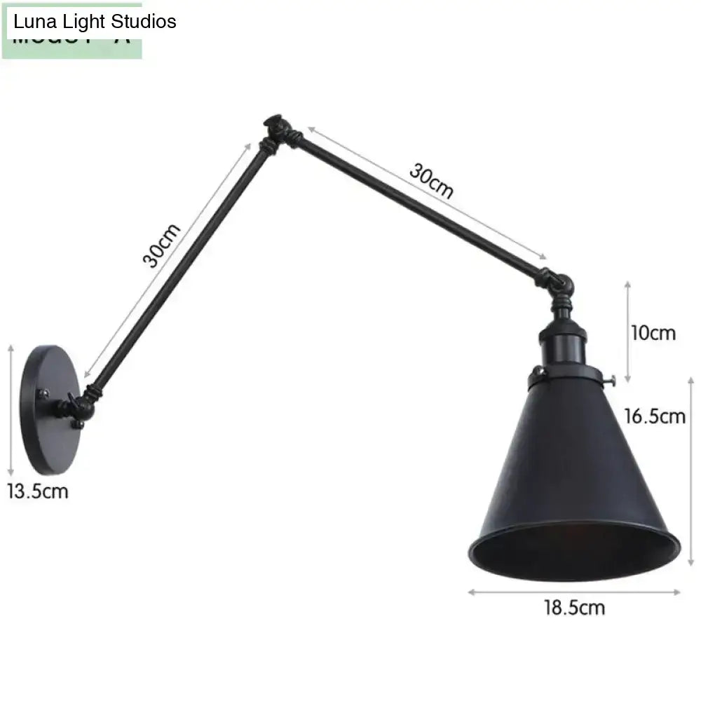 Black Adjustable Wall Lamp by Decorbites with metal arms and wall mount on Tampa Home & Garden Store