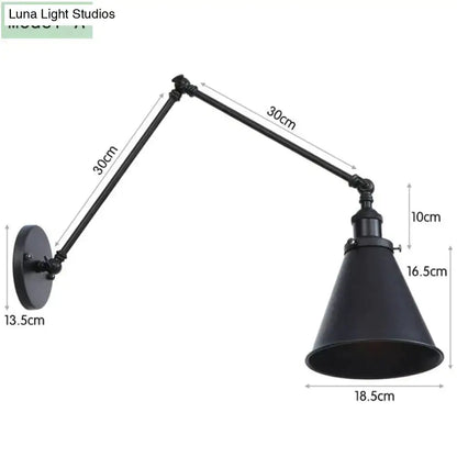 Black Adjustable Wall Lamp by Decorbites with metal arms and wall mount on Tampa Home & Garden Store