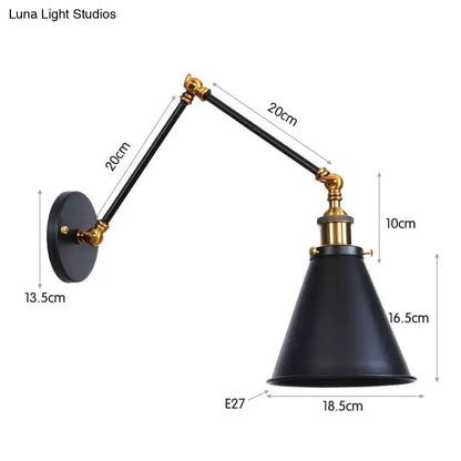 Black adjustable wall lamp with gold accents and E27 base by Decorbites on Tampa Home & Garden Store