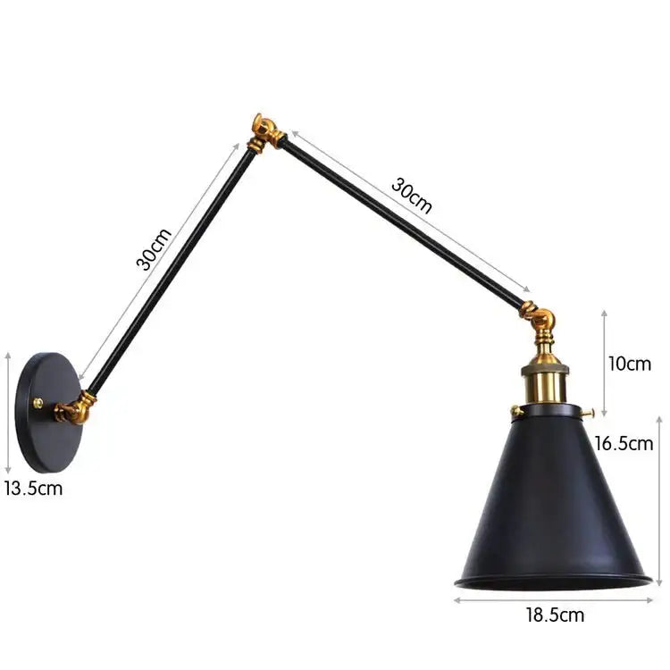 Black Adjustable Wall Lamp by Decorbites with black shade and brass fittings on Tampa Home & Garden Store