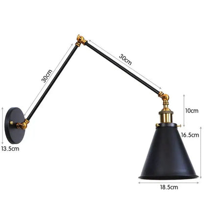 Black Adjustable Wall Lamp by Decorbites with black shade and brass fittings on Tampa Home & Garden Store