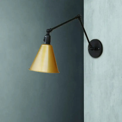 Iron Art Deco Sconce wall light with gold cone shade and black iron arm Decorbites on Tampa Home & Garden Store