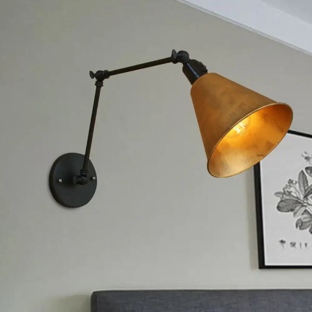 Iron Art Deco Sconce wall light with black iron arm and copper shade by Decorbites on Tampa Home & Garden Store