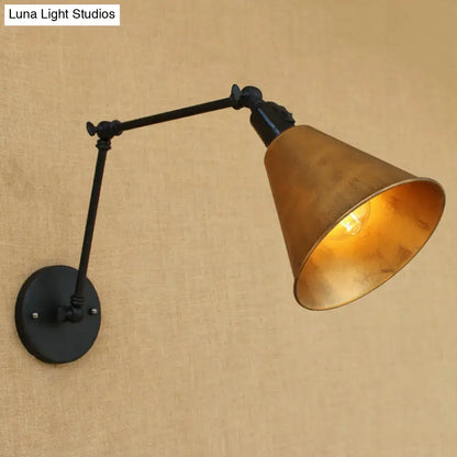 Iron Art Deco Sconce wall lamp in black iron with brass shade by Decorbites on Tampa Home & Garden Store