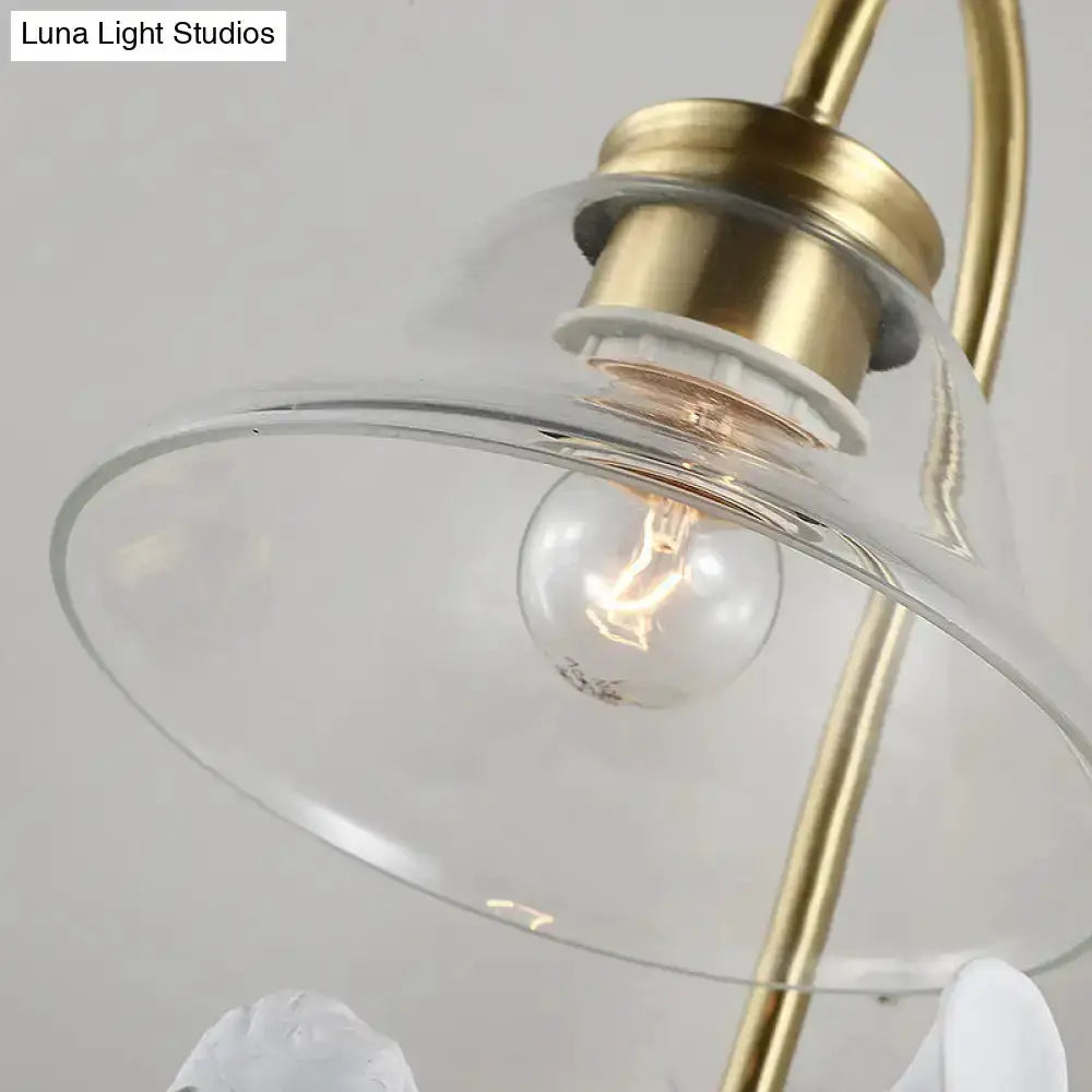 Antique Brass Glass Angel Sconce Light Bedroom